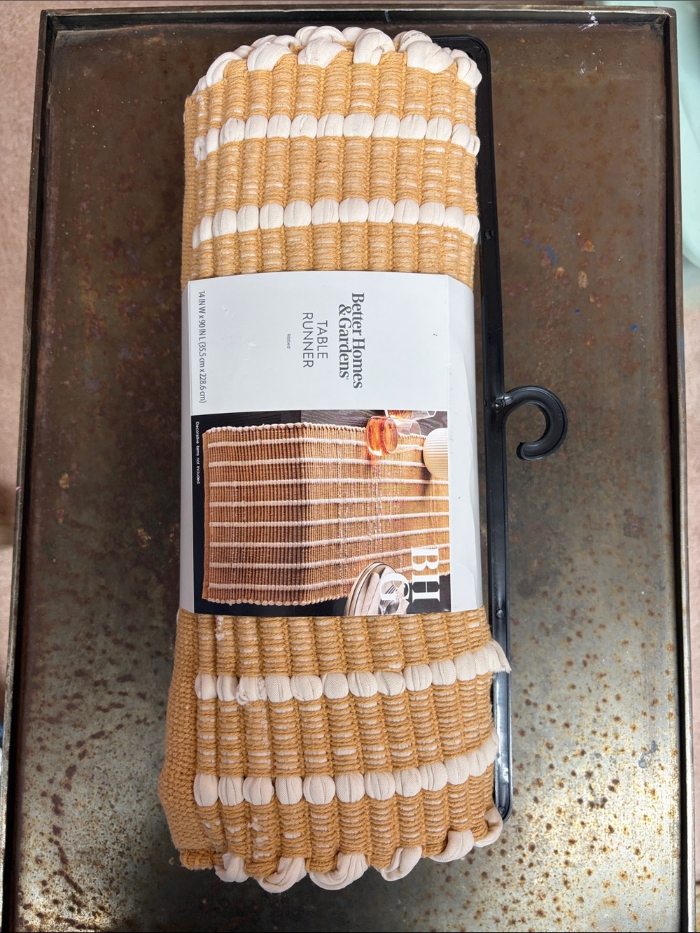 Better Homes & Gardens Ribbed Tan Almond Table Runner (14 IN W x 90 IN L) NEW